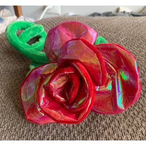 VALENTINES DAY Gift Bendable Wire Rose Plush Irridescent Petals Romantic